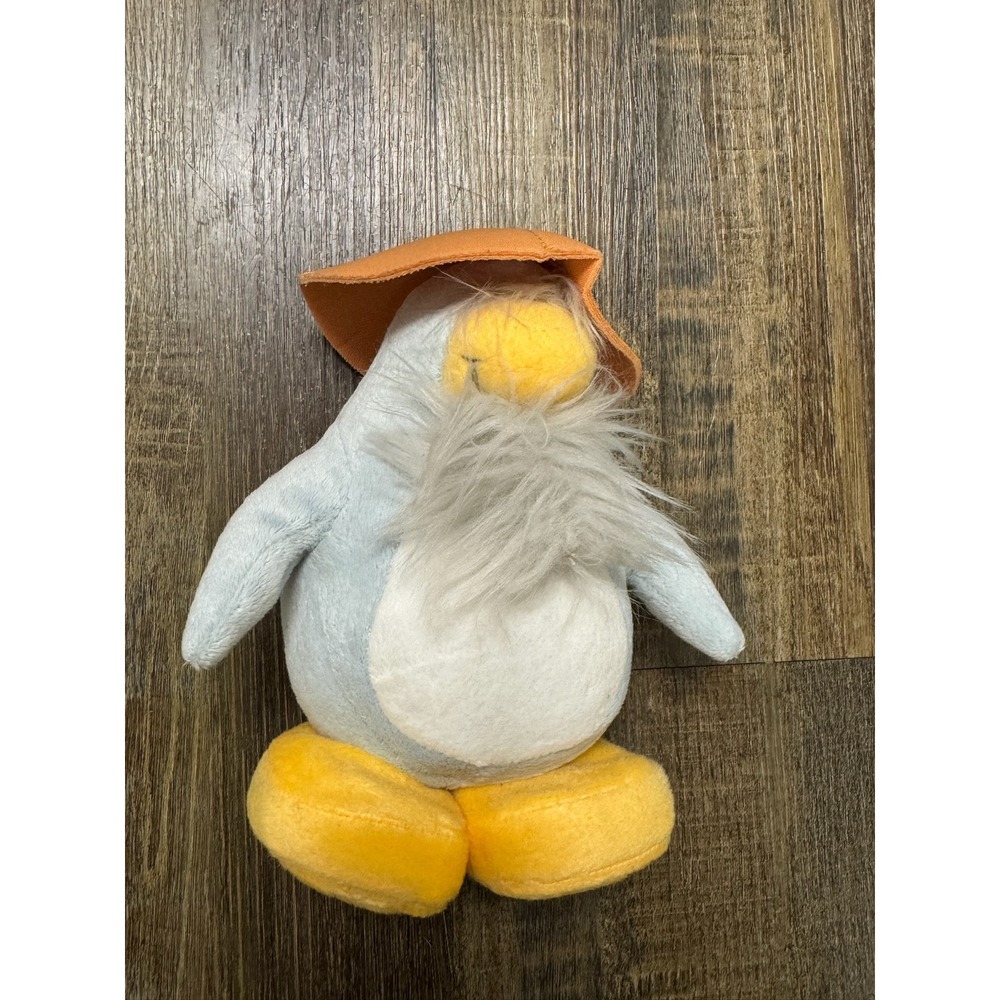 Disney Club Penguin Sensei Plush 7 Inch Blue Penguin Orange Hat 2011 Jakks MH01